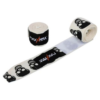 Бинты боксерские бамбук с принтом череп MaxxMMA 05-120 длина 3м White-Black