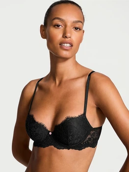 Бюстгальтер Victoria's Secret Dream Angels Lace Lightly Lined Classic Coverage Demi Bra 36B Чорний (26923571)