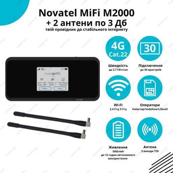 4G WiFi Роутер Novatel MiFi M2000 + 2 терминальные антенны