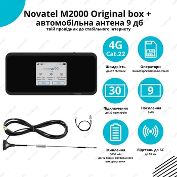 4G WiFi комплект в авто Роутер Novatel Inseego MiFi M2000 Original Box + автомобильная антенна 9 Дб