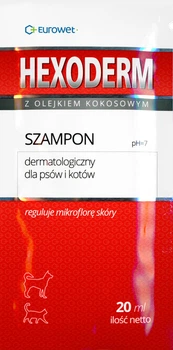 Дерматологічний шампунь Eurowet Гексодерм Hexoderm з хлоргексидином 3% та кокосовим маслом для собак та котів 20мл
