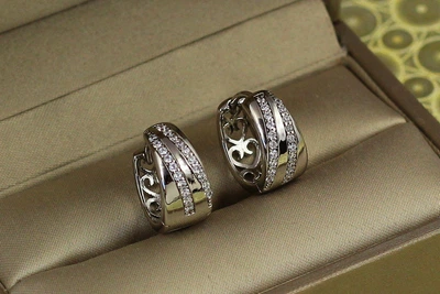 Серьги кольца Хuping Jewelry Септа 1,5 см серебристые