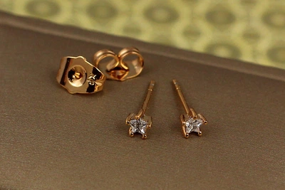 Сережки гвоздики Xuping Jewelry зірочки 3 мм золотисті