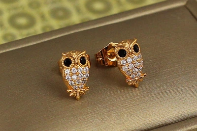 Серьги гвоздики Xuping Jewelry совы 1,2 см золотистые