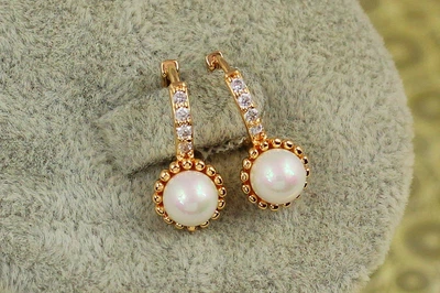 Сережки дитячі Xuping Jewelry фізаліс з перлинкою 1,6 см золотисті