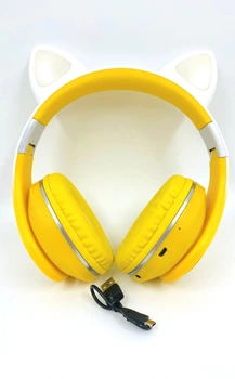 Навушники бездротові Bluetooth, AUX, з підсвічуванням, навушники-вушка, з плеєром, прийняттям дзвінків, Жовтий