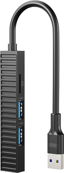 USB хаб 4-в-1 ХО HUB014A USB 3.0/2xUSB 2.0/SD/MicroSD Black (HUB014A.black)