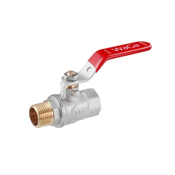 Кран кульовий WaGa 1/2" ВН, латунний, PN40, ручка-важіль, нікельований