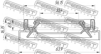 САЛЬНИК ПЕРЕДНЬОЇ ПІВВІСІ 33.4X56.15X8.9X16.35, FORD, MAZDA Вир-во FEBEST Febest (95HBS35560916X)