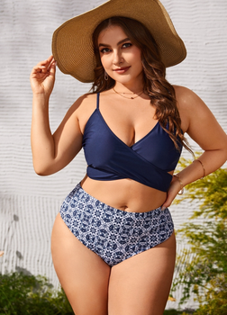 Купальник жіночий Tankini FS Lily Plus Size 0XL (50-52) Топ+плавки Синій (1379)