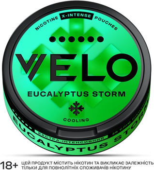 Безтютюнові нікотинові подушечки Velo Eucalyptus Storm Екстра-Інтенсивний (4820270362563_n)