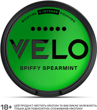 Безтютюнові нікотиновмісні подушечки Velo Spiffy Spearmin" Екстра-Інтенсив (4820270362716)