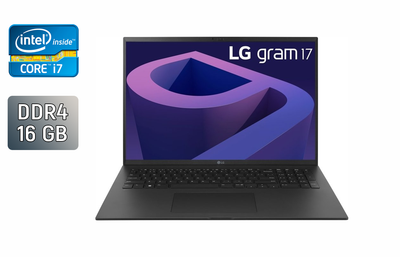 Ультрабук Б-класс LG Gram 17Z95P / 17" (2560x1600) IPS / Intel Core i7-1195G7 (4 (8) ядра по 1.3 - 5.0 GHz) / 16 GB DDR4 / 1000 GB SSD + 1000 GB SSD / Intel Iris Xe Graphics / WebCam / Windows 11 Home б/у