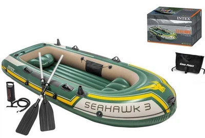Трехместная надувная лодка Intex Seahawk 3 295х137х43см с веслами и ручным насосом 68380