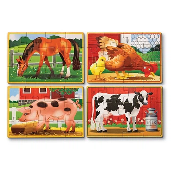 Деревянный пазл 4 в 1 Melissa&Doug "Животные на ферме" 12х4 элементов 15х20 см MD13793