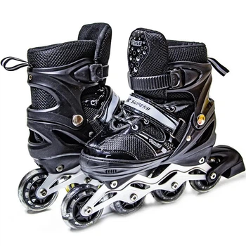Роликовые коньки детские раздвижные 29-33 Superpower Black PU