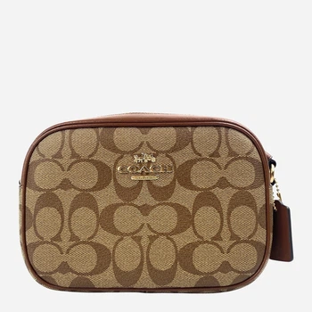 Сумка крос-боді через плече жіноча з натуральної шкіри маленька Coach Mini Jamie Camera Bag BG-COA-37 Коричнева (195031577949)