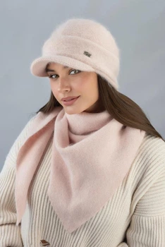 Зимовий комплект кепка Жокейка і косинка BRAXTON 5510-5 пудра 56-58р
