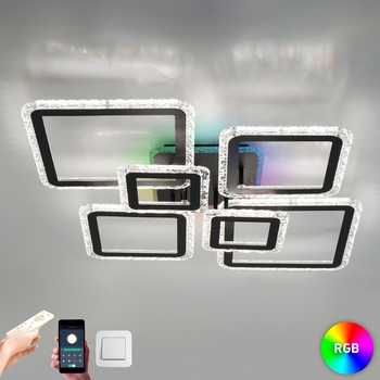 Управляемая светодиодная СМАРТ люстра ESLLSE OVAL ICE RGB 120Вт 7S 960x750x110мм Черная