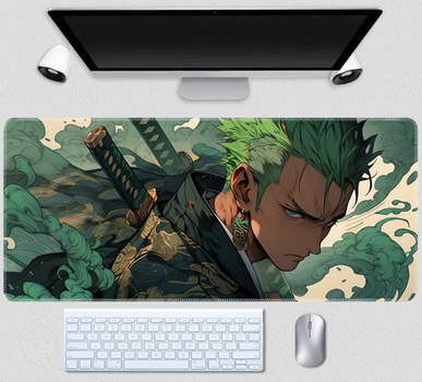 Игровая поверхность, коврик для мышки с Аниме принтом "Ван Пис / One piece" Ророноа Зоро 800*300*3 мм 0128