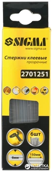 Клеевые стержни Sigma 8 x 150 мм прозрачные 6 шт (2701251)