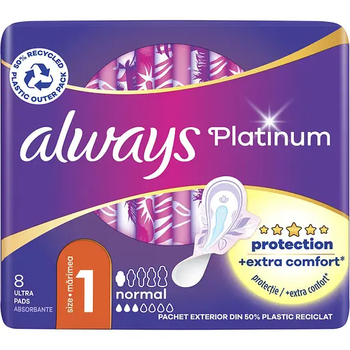 Гігієнічні прокладки Always Platinum Normal Розмір 1, 8 шт (4 краплі)
