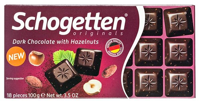 Шоколад SCHOGETTEN Dark & Nuts Черный Фундук, 100 г