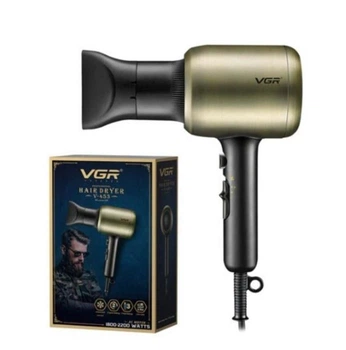Профессиональный фен для волос VGR V 453 с концентратором для укладки волос 1800-2200 Вт Золотый с черным