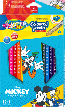 Kredki ołówkowe Patio Colorino Mickey Mouse + temperowka 13 kolorów 12 szt (89847PTR) (5907620189847)