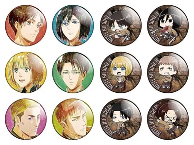 Аниме значки Треос "Attack on Titan" (Атака титанов) - набор 12 шт. (Арт. 135461)