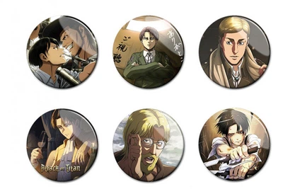 Значки аниме Треос Attack on Titan (Атака титанов, Атака на титанов) - набор 6 шт. (Арт. 135007)