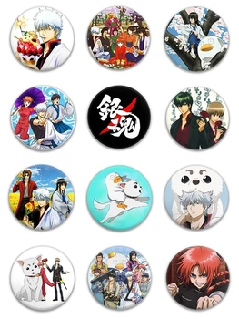 Значки аниме Треос "Гинтама" Gintama - набор 12 шт. (Арт. 135032)
