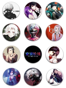 Значки аниме Треос "Токийский гуль" (Tokyo Ghoul) - набор 12 шт. (Арт. 135336)