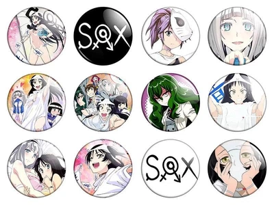 Значки аниме Треос "Shimoneta" (Скучный мир, где не существует самой идеи грязных шуток) - набор 12 шт. (Арт.