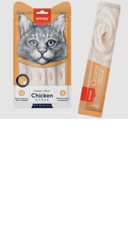 Ласощі для кішок Wanpy Creamy Lickable Treats Chicken & Crab Ванпи вологий корм курка з крабом, 14г х 5 шт (RAC-56)