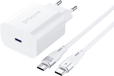 Мережевий зарядний Proove Rapid 30W (Type-C) + Кабель Type-C to Type-C White (546880003)