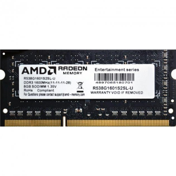 Модуль пам'яті AMD DDR3 8Gb R5 Performance Series 1600Mhz Sodimm (R538G1601S2SL-U)