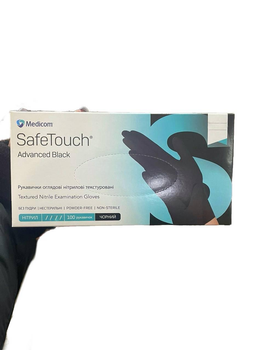 Нітрилові рукавички Medicom, щільність 3.5 г. - SafeTouch Advanced Black - Чорні (100 шт) L (8-9)