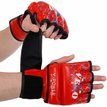 Перчатки для смешанных единоборств MMA кожаные VELO (р-р L, Красный) (ULI-4032_Красный_L)