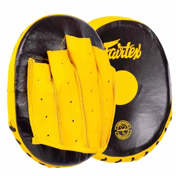 Лапа Вигнута кругла (2шт) шкіряна FAIRTEX BO-9483 (кріплення на липучці, р-р 20x17x4.5см, Чорний-жовтий) (BO-9483_Чорно-жовтий)