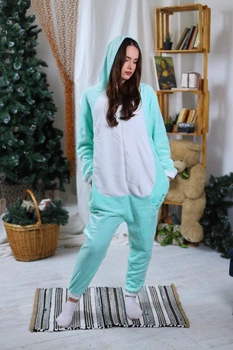 Пижама кигуруми My Kigu Женская Теплая Аниме Xiao Genshin Impact Геншин Импакт Сяо Бирюзовый размер M 155-165 см (111941)