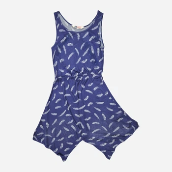 Подростковый летний комбинезон для девочки H&M 060385207 146-152 см Синий/Перья (6666000339874)