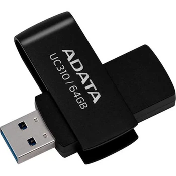 Флеш накопитель USB 64Gb ADATA UC310, Black, USB 3.2 Gen 1, до 100 МБ/с (UC310-64G-RBK)