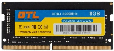 Память SO-DIMM, DDR4, 8Gb, 3200 MHz, GTL, 1.2V, CL22 (GTLSD8D432BK