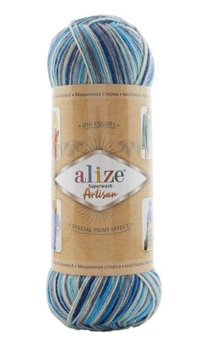 Пряжа для вязания Alize Superwash Artisan 9016 серо-синий меланж