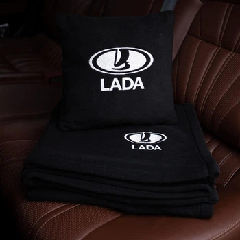 Флисовый набор плед с подушкой черный LADA, AUTO COMFORT