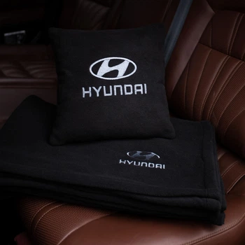 Флисовый набор плед с подушкой черный HYUNDAI, AUTO COMFORT
