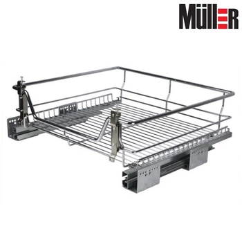 Корзина кухонная Muller 800мм выдвижная с доводчиком, Хром (0075)