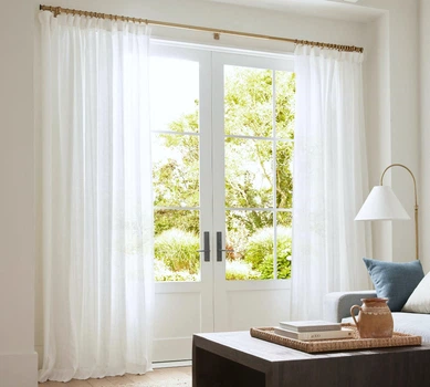 Комплект тюлей Lux Portiery Елочка меланж лен 150х240 см 2 шт Бело-пастельный (TСМ0114)