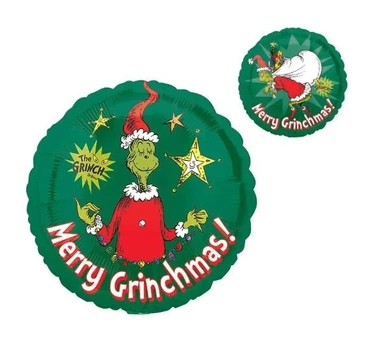 Шар фольгированный круглый Merry Grinchmas Гринч (Китай)